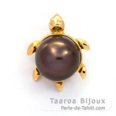 Ciondolo in Oro 18K e 1 Perla de Tahiti Rotonda B 9 mm