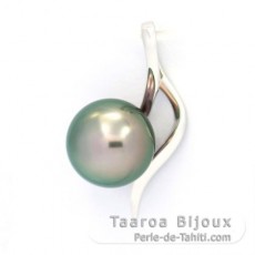 Ciondolo in Oro bianco 18K e 1 Perla di Tahiti Rotonda A 8.9 mm