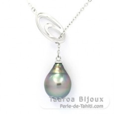 Collana in Argento e 1 Perla di Tahiti Semi-Barocca B 9.8 mm