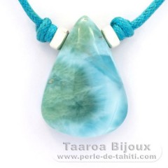 Collana in Cotone e 1 Larimar - 26 x 19 x 8.8 mm - 7.3 gr