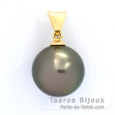 Ciondolo in Oro 18K e 1 Perla de Tahiti Rotonda B 11.7 mm