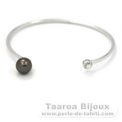 Braccialetto in Argento e 1 Perla di Tahiti Rotonda C 8.4 mm