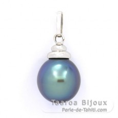 Ciondolo in Oro bianco 18K e 1 Perla di Tahiti Semi-Barocca B+ 11.5 mm