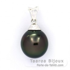 Ciondolo in Oro bianco 18K e 1 Perla di Tahiti Semi-Barocca B 11.3 mm