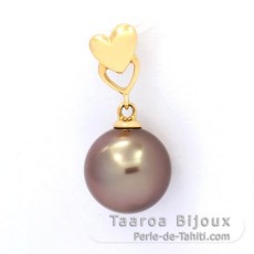 Ciondolo in Oro 18K e 1 Perla de Tahiti Rotonda AB 9.8 mm