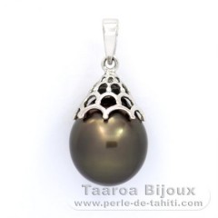 Ciondolo in Argento e 1 Perla di Tahiti Semi-Barocca C 11.6 mm