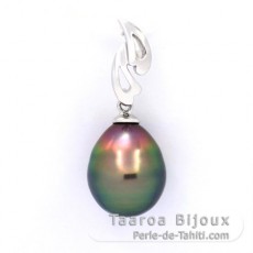 Ciondolo in Argento e 1 Perla di Tahiti Cerchiata B 10.1 mm