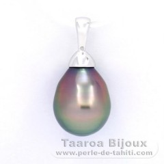 Ciondolo in Argento e 1 Perla di Tahiti Semi-Barocca B 9.6 mm