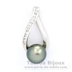 Ciondolo in Argento e 1 Perla de Tahiti Rotonda C 8.4 mm