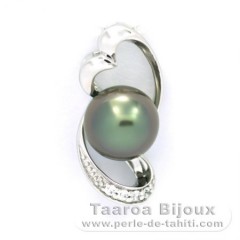Ciondolo in Argento e 1 Perla di Tahiti Semi-Barocca B 8.4 mm
