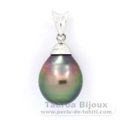 Ciondolo in Argento e 1 Perla di Tahiti Cerchiate B 10.3 mm