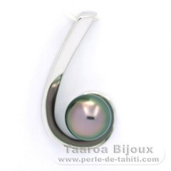 Ciondolo in Argento e 1 Perla di Tahiti Rotonda C 9.2 mm