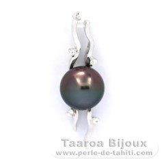 Ciondolo in Argento e 1 Perla di Tahiti Semi-Barocca B 9 mm