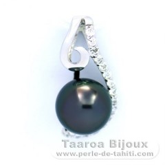 Ciondolo in Argento e 1 Perla de Tahiti Rotonda C 8.5 mm