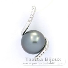 Ciondolo in Argento e 1 Perla de Tahiti Rotonda C 9.4 mm
