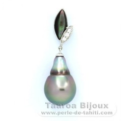 Ciondolo in Argento e 1 Perla di Tahiti Semi-Barocca B 11.2 mm