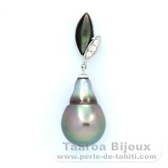 Ciondolo in Argento e 1 Perla di Tahiti Semi-Baroccha B 11.2 mm