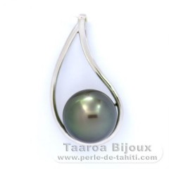 Ciondolo in Argento e 1 Perla di Tahiti Rotonda B 10.5 mm