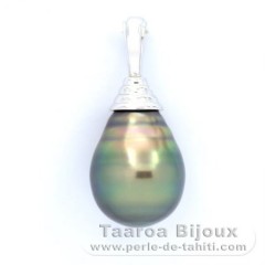 Ciondolo in Argento e 1 Perla de Tahiti Cerchiate C 11.1 mm