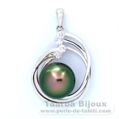 Ciondolo in Argento e 1 Perla di Tahiti Semi-Barocca B/C 12 mm