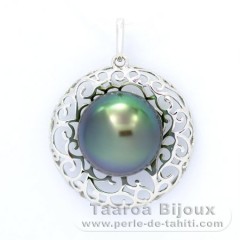 Ciondolo in Argento e 1 Perla di Tahiti Semi-Barocca B/C 11.9 mm