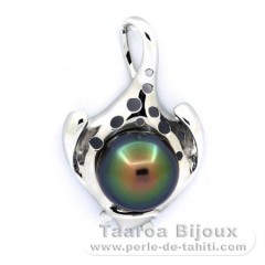 Ciondolo in Argento e 1 Perla di Tahiti Semi-Baroccha C 13.7 mm