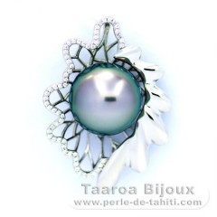 Ciondolo in Argento e 1 Perla di Tahiti Semi-Barocca B/C 13.3 mm