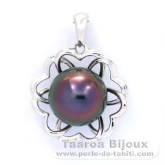 Ciondolo in Argento e 1 Perla di Tahiti Semi-Barocca B 10.5 mm