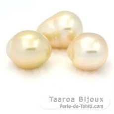 Lotto di 3 Perle die Australia Semi-Barroca A+ di 12.3 a 12.5 mm