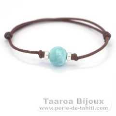 Braccialetto in Cotone e 1 Larimar - 11.3 mm - 2.5 gr