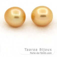 Lotto di 2 Perle di Australia Semi-Barroca C 10.6 e 10.7 mm