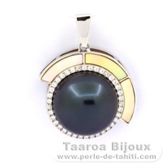 Ciondolo in Argento e 1 Perla di Tahiti Semi-Barocca C 12.7 mm