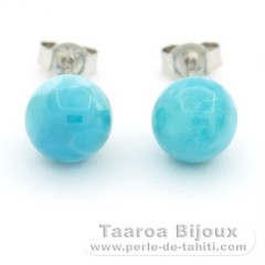 Orecchini in Argento e 2 Larimar - 8.2 mm - 1.7 gr