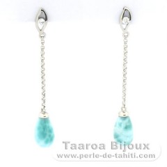 Orecchini in Argento e 2 Larimar - 10 x 6 mm - 1.15 gr