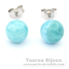 Orecchini in Argento e 2 Larimar - 8.2 mm - 1.7 gr
