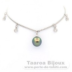 Braccialetto in Argento e 1 Perla di Tahiti Semi-Baroccha B+ 8.5 mm