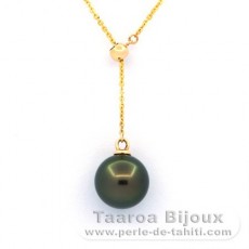 Collana in Oro 18K e 1 Perla di Tahiti Rotonda A 8.6 mm