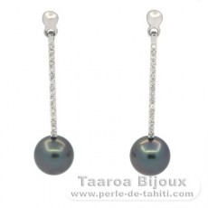 Orecchini in Argento e 2 Perle di Tahiti Rotonda B/C 8.8 mm