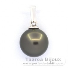 Ciondolo in Oro bianco 18K e 1 Perla di Tahiti Rotonda B 8.9 mm