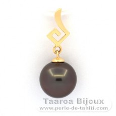 Ciondolo in Oro 18K e 1 Perla de Tahiti Rotonda C 9.3 mm