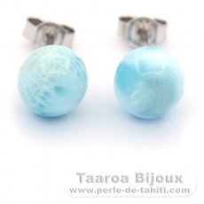 Orecchini in Argento e 2 Larimar - 8.3 mm - 1.7 gr