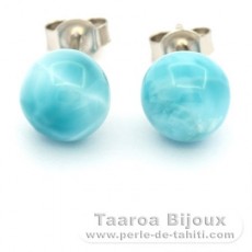 Orecchini in Argento e 2 Larimar - 8.3 mm - 1.7 gr