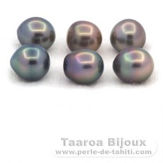 Lotto di 6 Perle di Tahiti Semi-Barroca B di 9.5 a 9.8 mm