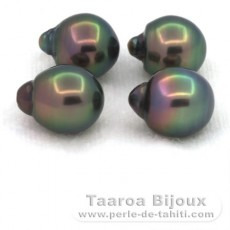 Lotto di 4 Perle di Tahiti Semi-Barroca B di 9.5 a 9.7 mm