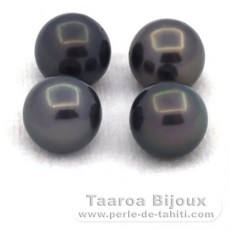 Lotto di 4 Perle di Tahiti Rotonda C di 9.1 a 9.2 mm