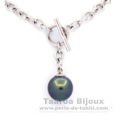 Braccialetto in Argento e 1 Perla di Tahiti Semi-Barroca C+ 11 mm