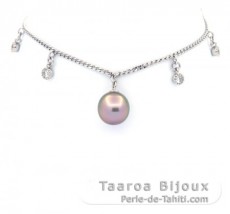 Braccialetto in Argento e 1 Perla di Tahiti Semi-Baroccha A 9 mm