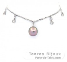 Braccialetto in Argento e 1 Perla di Tahiti Semi-Barroca A 9 mm