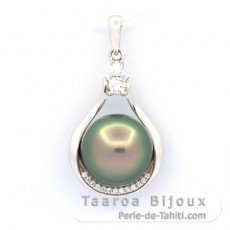 Ciondolo in Argento e 1 Perla di Tahiti Semi-Barocca B 10.7 mm