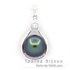 Ciondolo in Argento e 1 Perla di Tahiti Semi-Barocca B 10.7 mm